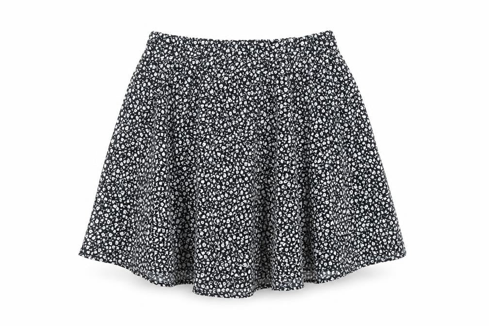 Front view of Monki women’s blue floral polyester a-line skirt, size S