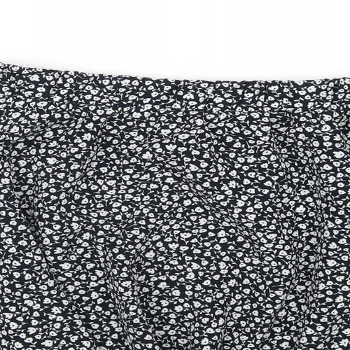 Monki Womens Blue Floral Polyester A-Line Skirt Size S