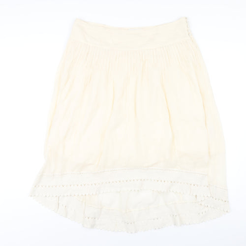 Monsoon Womens Ivory Cotton A-Line Skirt Size 14 Button