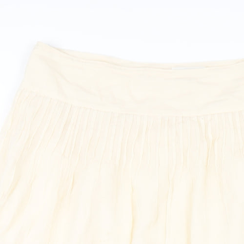 Monsoon Womens Ivory Cotton A-Line Skirt Size 14 Button