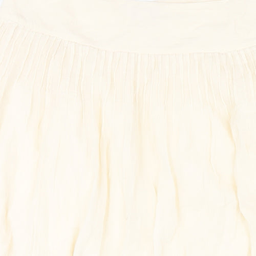 Monsoon Womens Ivory Cotton A-Line Skirt Size 14 Button