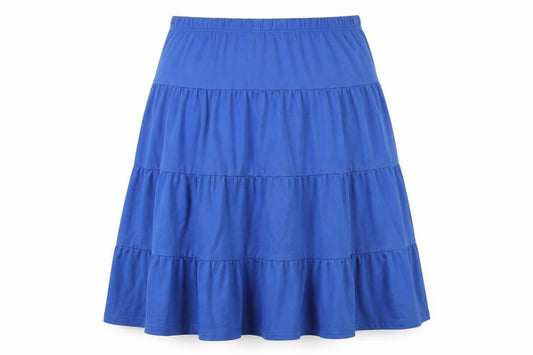 Front view of American Sweetheart women’s blue cotton a-line skirt, size 2XL