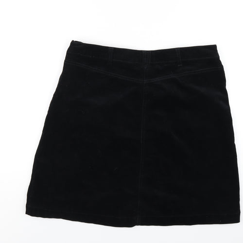 M&Co Womens Black Cotton A-Line Skirt Size 16 Zip