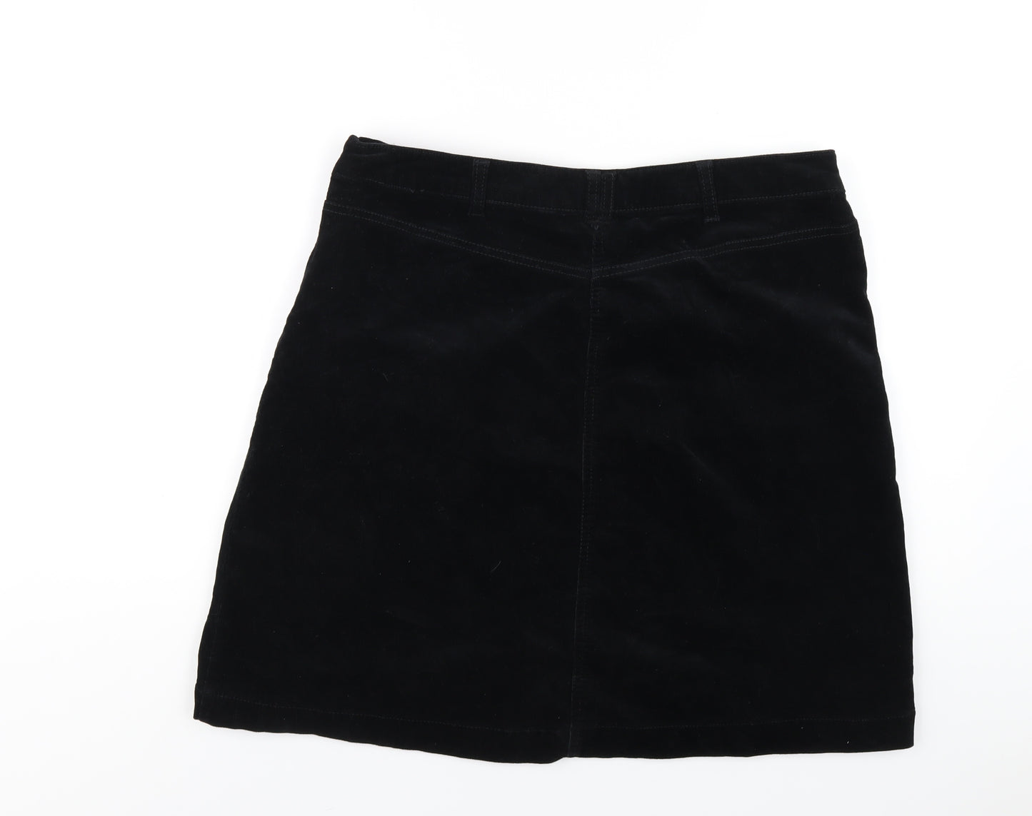 M&Co Womens Black Cotton A-Line Skirt Size 16 Zip