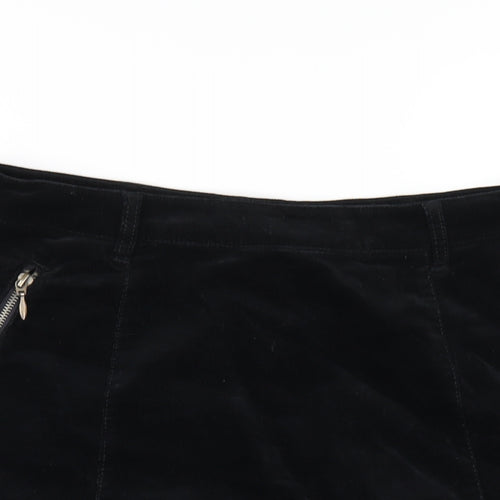 M&Co Womens Black Cotton A-Line Skirt Size 16 Zip