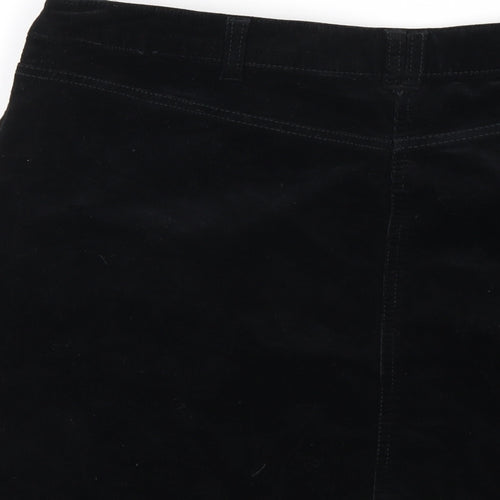 M&Co Womens Black Cotton A-Line Skirt Size 16 Zip