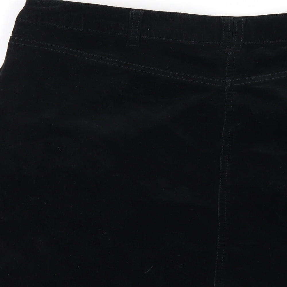 M&Co Womens Black Cotton A-Line Skirt Size 16 Zip