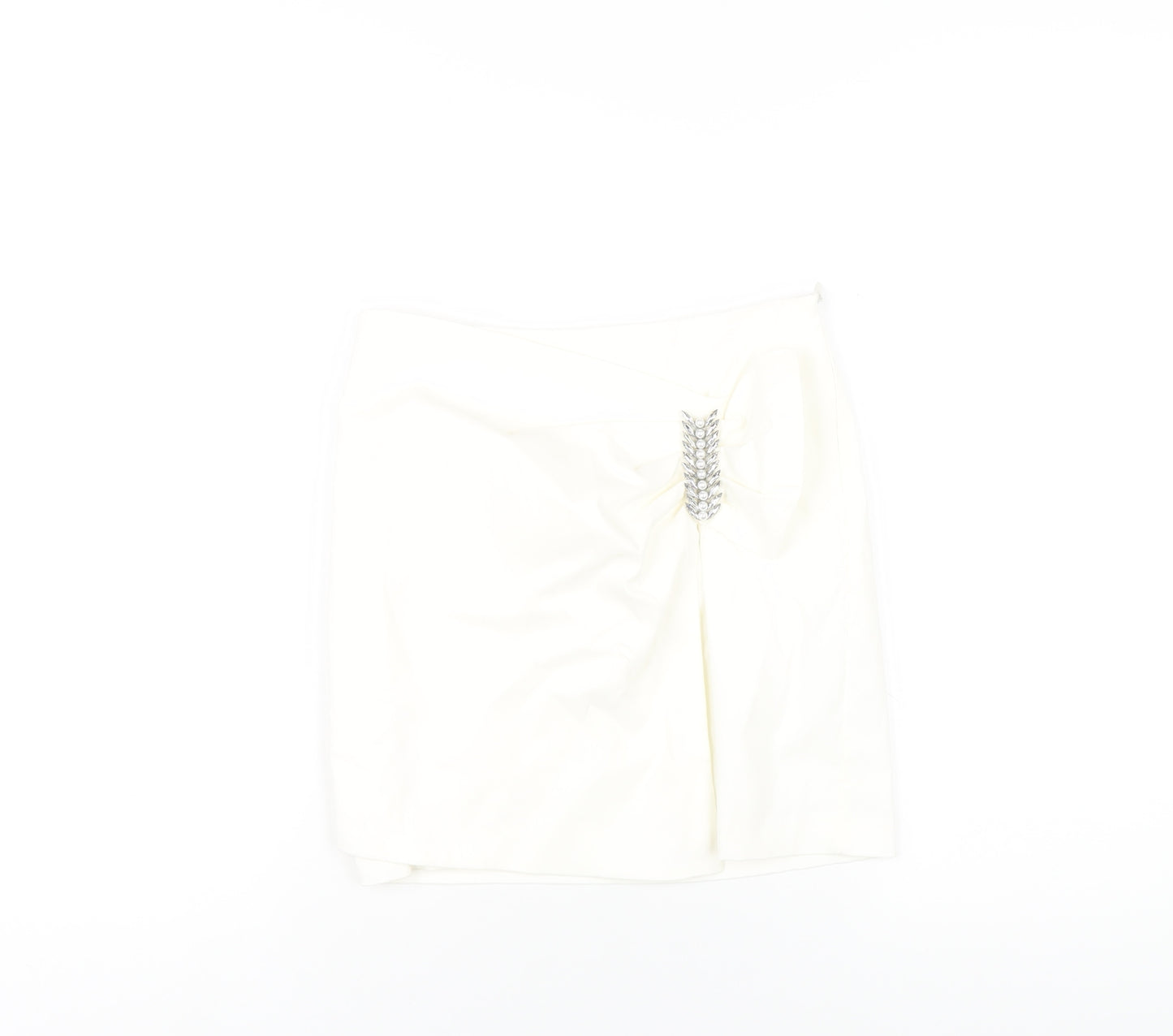 Zara Womens Ivory Polyester A-Line Skirt Size XS Zip