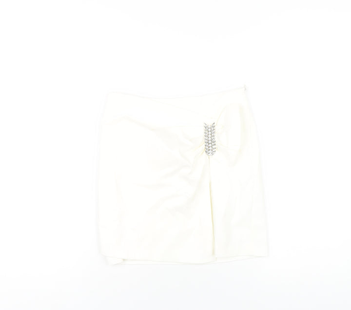 Zara Womens Ivory Polyester A-Line Skirt Size XS Zip