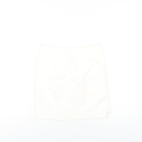 Zara Womens Ivory Polyester A-Line Skirt Size XS Zip