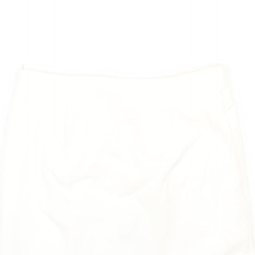 Zara Womens Ivory Polyester A-Line Skirt Size XS Zip