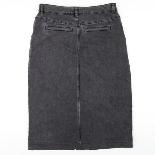White Stuff Womens Grey Cotton Straight & Pencil Skirt Size 12 Zip