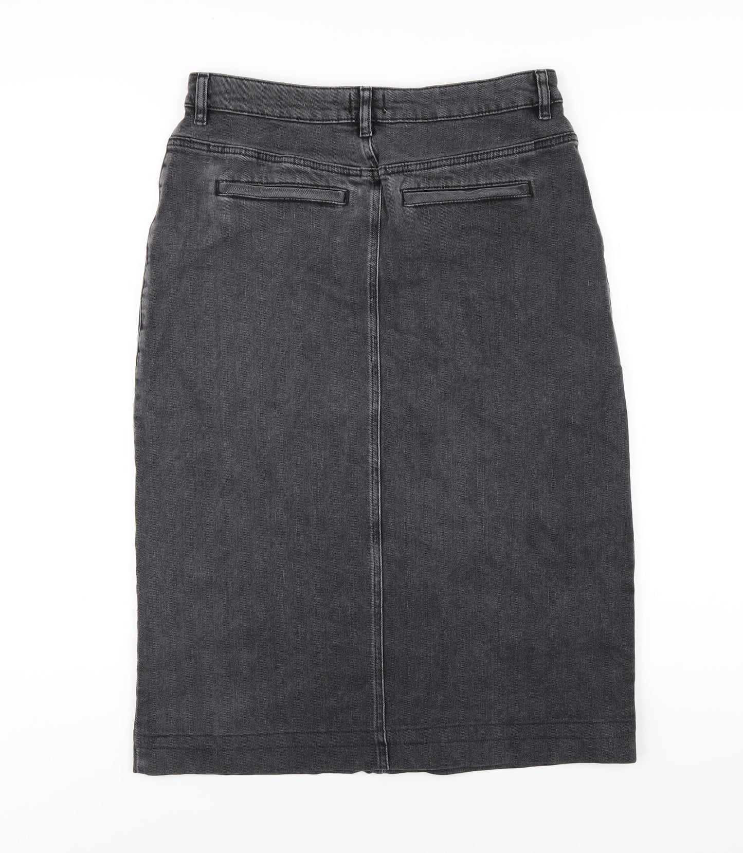White Stuff Womens Grey Cotton Straight & Pencil Skirt Size 12 Zip