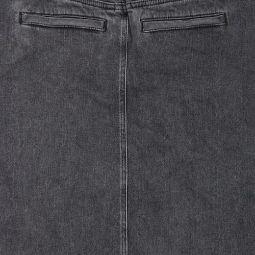 White Stuff Womens Grey Cotton Straight & Pencil Skirt Size 12 Zip