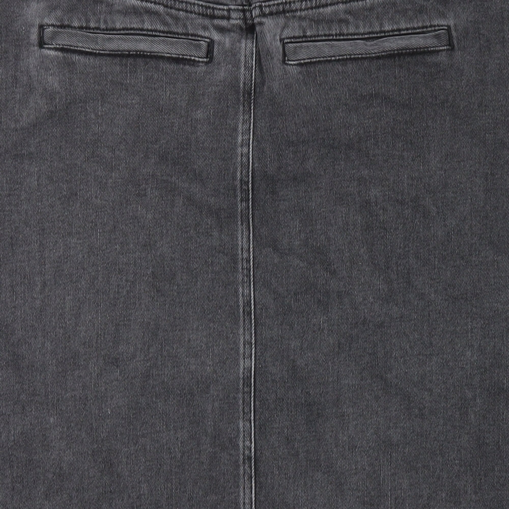 White Stuff Womens Grey Cotton Straight & Pencil Skirt Size 12 Zip