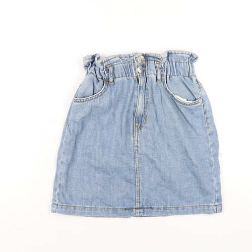 George Womens Blue Cotton A-Line Skirt Size 8 Zip