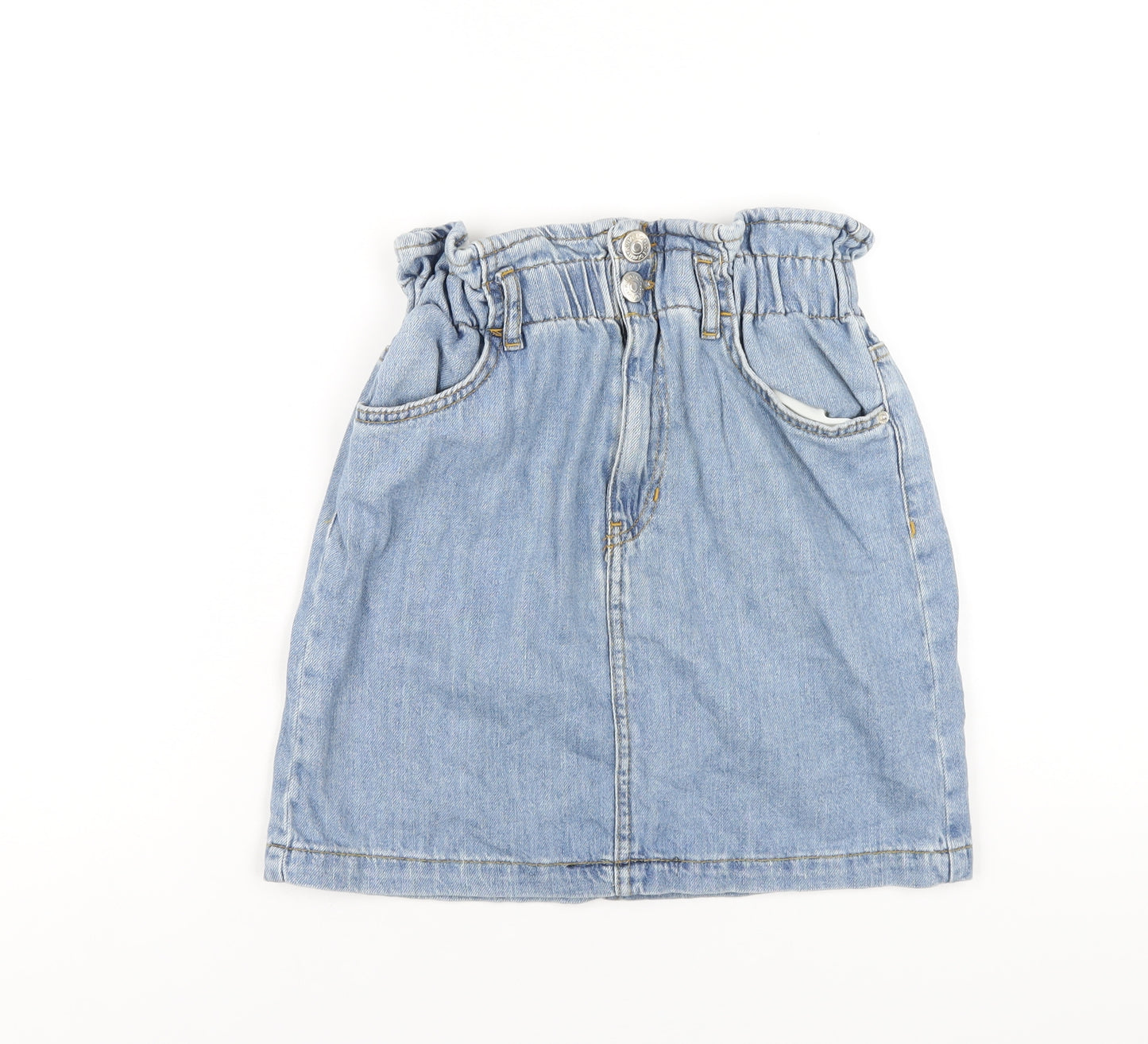 George Womens Blue Cotton A-Line Skirt Size 8 Zip