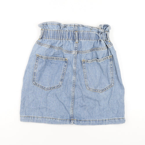 George Womens Blue Cotton A-Line Skirt Size 8 Zip