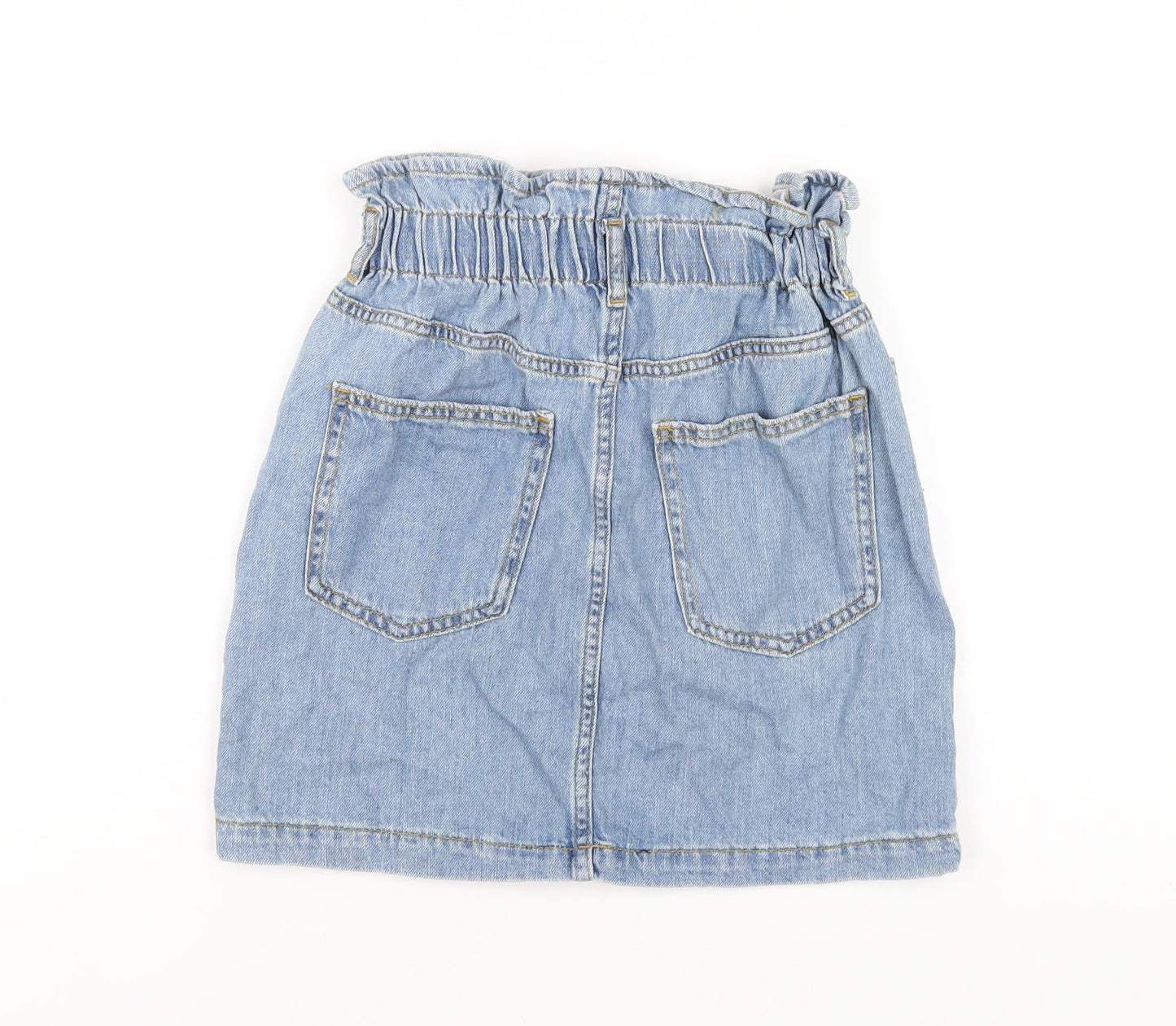 George Womens Blue Cotton A-Line Skirt Size 8 Zip