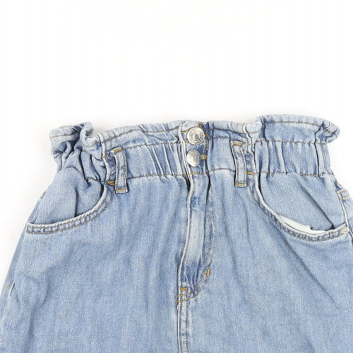 George Womens Blue Cotton A-Line Skirt Size 8 Zip