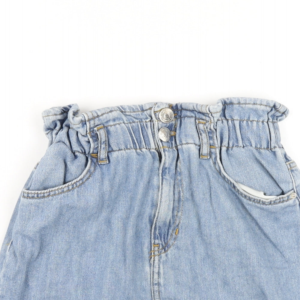 George Womens Blue Cotton A-Line Skirt Size 8 Zip
