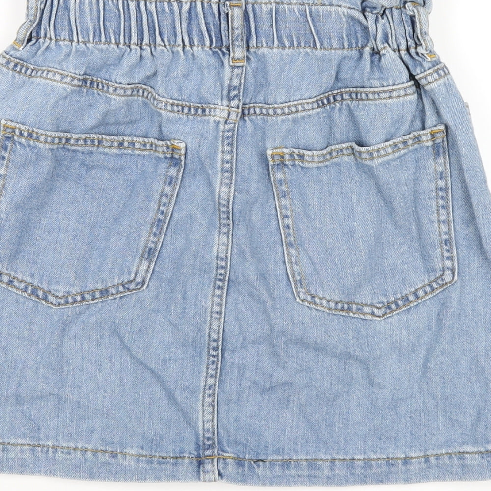 George Womens Blue Cotton A-Line Skirt Size 8 Zip