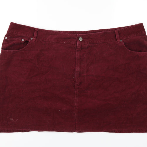 ASOS Womens Red Cotton A-Line Skirt Size 26 Zip