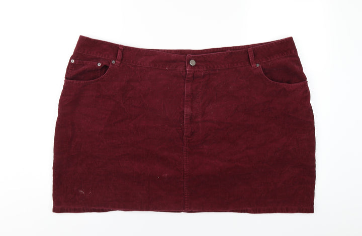 ASOS Womens Red Cotton A-Line Skirt Size 26 Zip