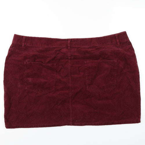 ASOS Womens Red Cotton A-Line Skirt Size 26 Zip