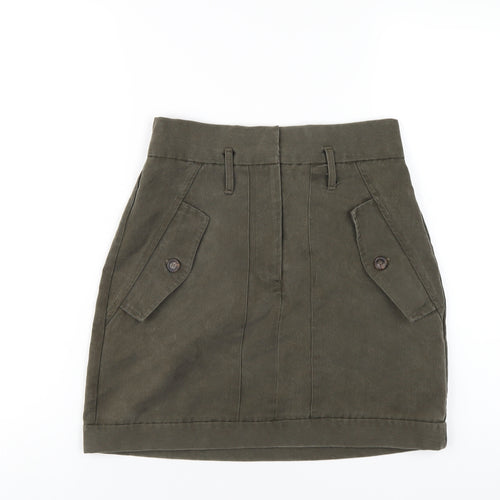 ASOS Womens Green Lyocell A-Line Skirt Size 10 Zip
