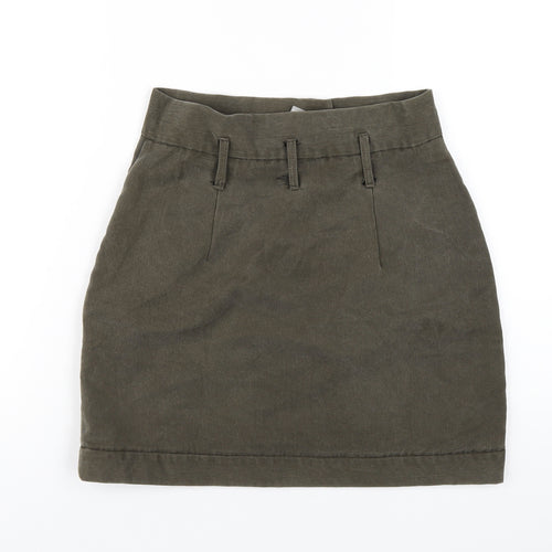 ASOS Womens Green Lyocell A-Line Skirt Size 10 Zip