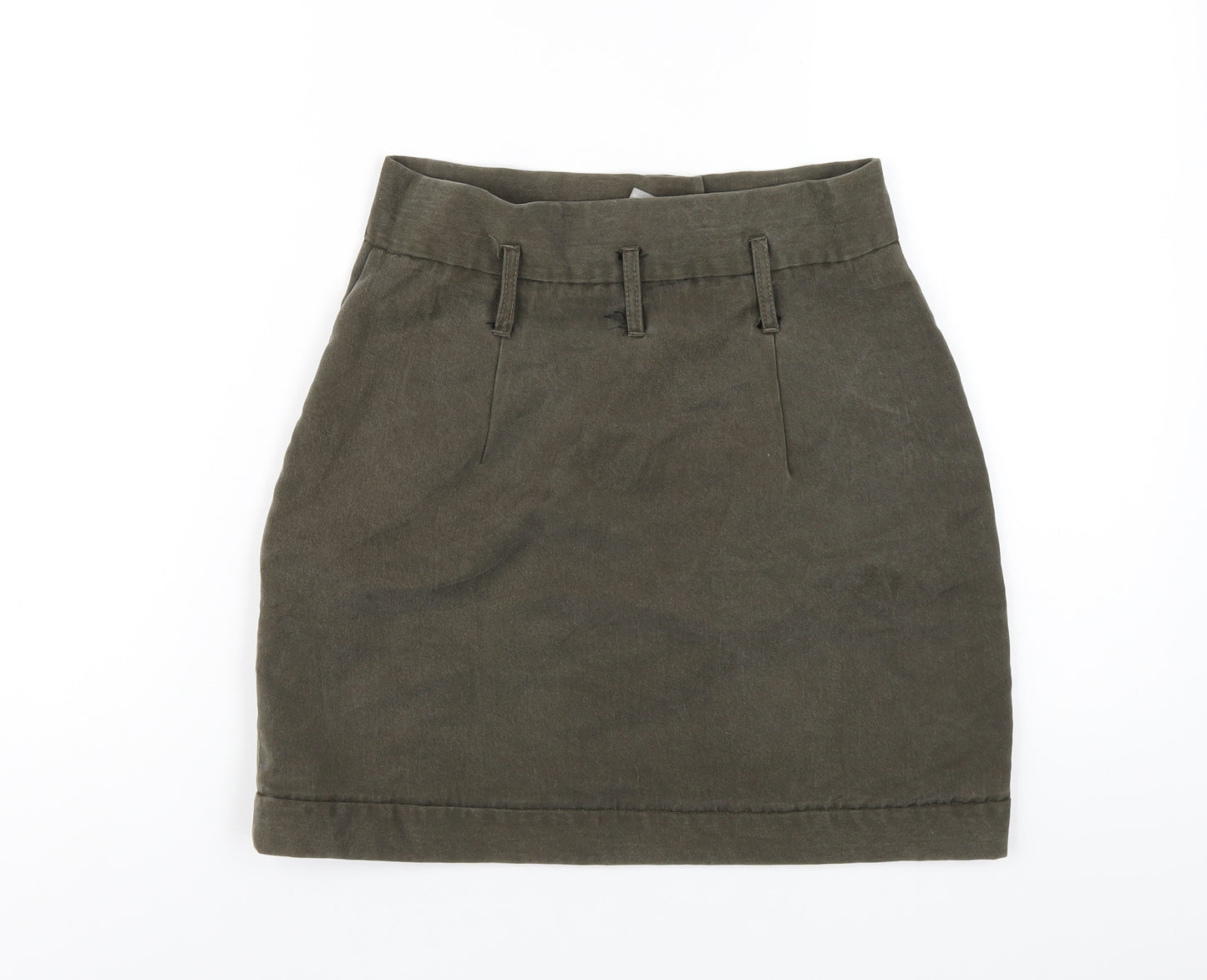 ASOS Womens Green Lyocell A-Line Skirt Size 10 Zip