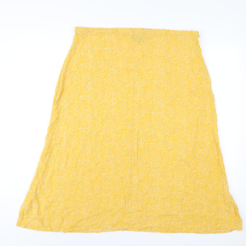 Wednesdays Girl Womens Yellow Geometric Viscose A-Line Skirt Size 18 Zip