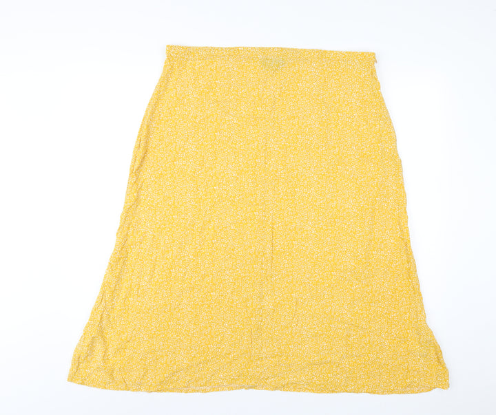 Wednesdays Girl Womens Yellow Geometric Viscose A-Line Skirt Size 18 Zip
