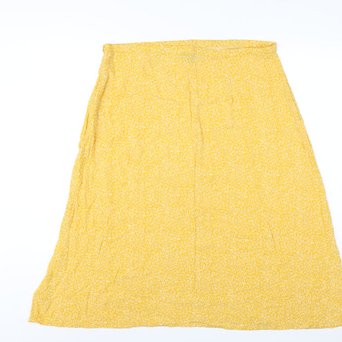 Wednesdays Girl Womens Yellow Geometric Viscose A-Line Skirt Size 18 Zip