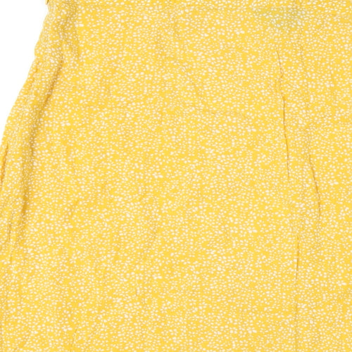 Wednesdays Girl Womens Yellow Geometric Viscose A-Line Skirt Size 18 Zip