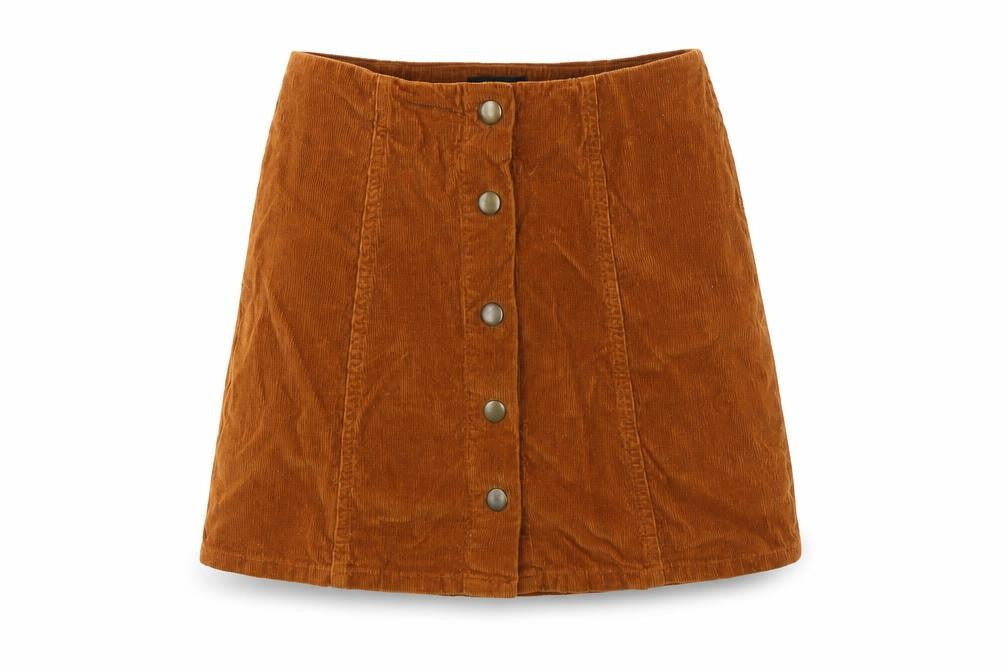 Topshop Womens Brown Cotton A-Line Skirt Size 8 Snap