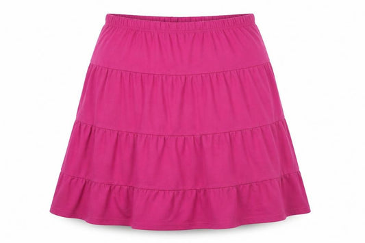 Front view of American Sweetheart women’s pink cotton a-line skirt, size L