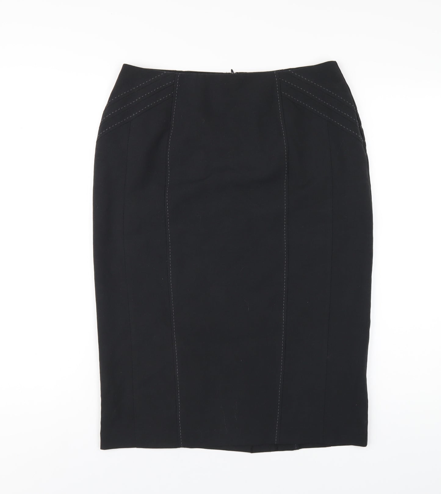 Marks and Spencer Womens Grey Polyester Straight & Pencil Skirt Size 12 Zip