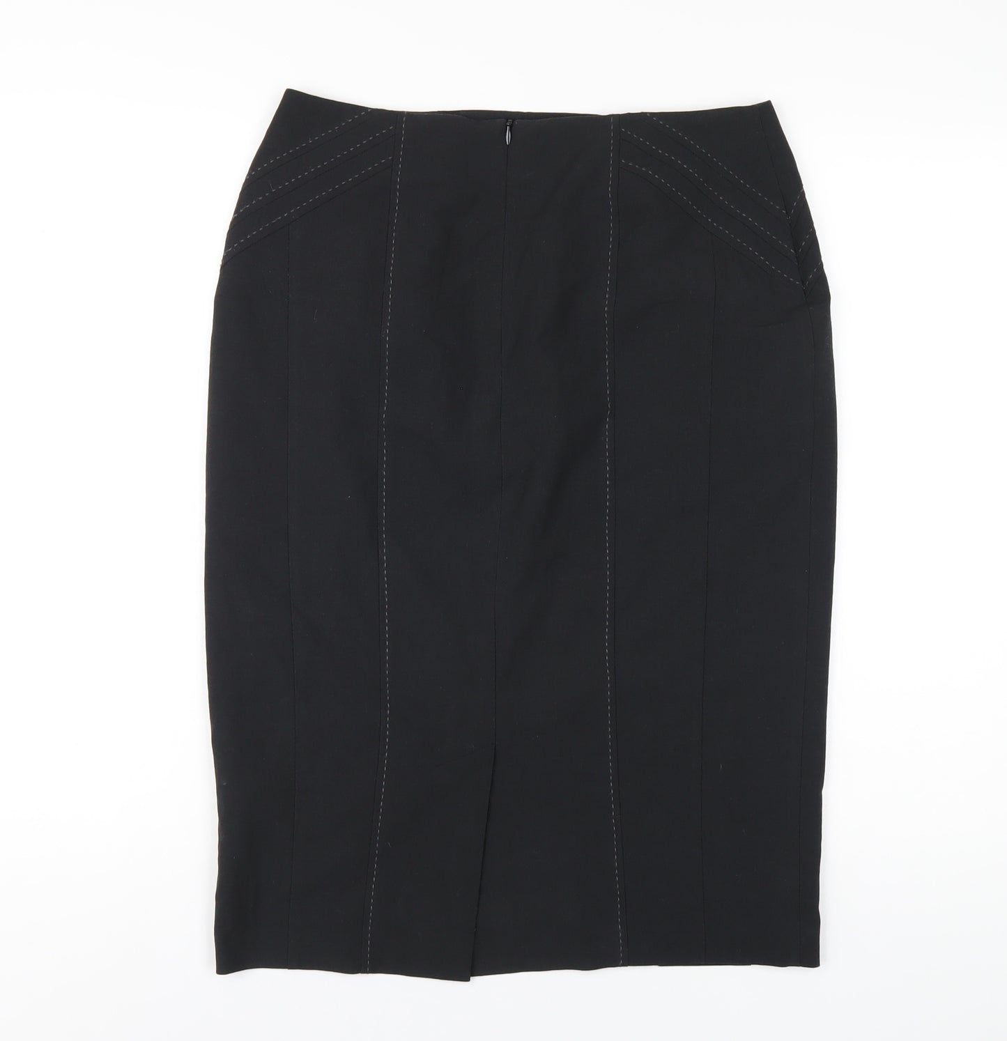 Marks and Spencer Womens Grey Polyester Straight & Pencil Skirt Size 12 Zip