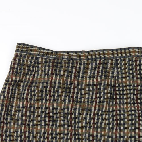 Marks and Spencer Womens Multicoloured Plaid Wool Straight & Pencil Skirt Size 14 Zip