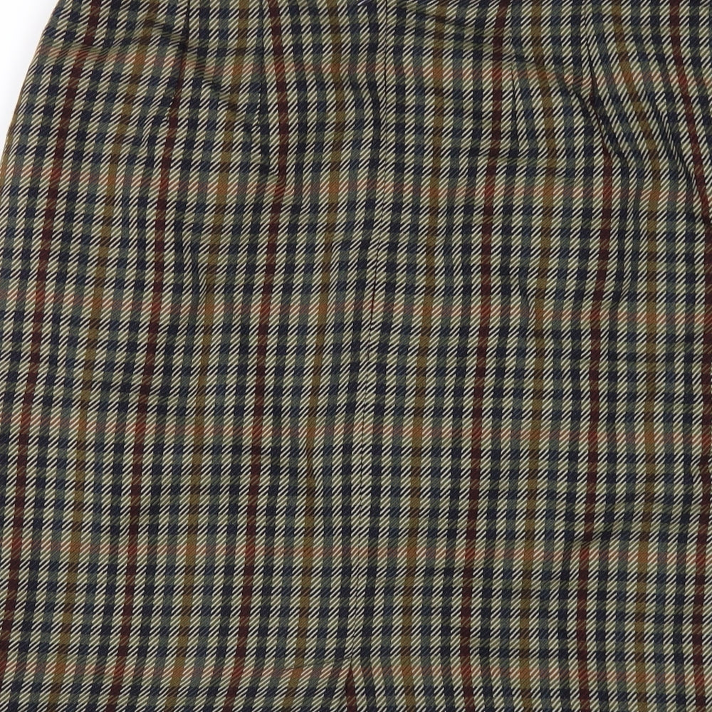 Marks and Spencer Womens Multicoloured Plaid Wool Straight & Pencil Skirt Size 14 Zip