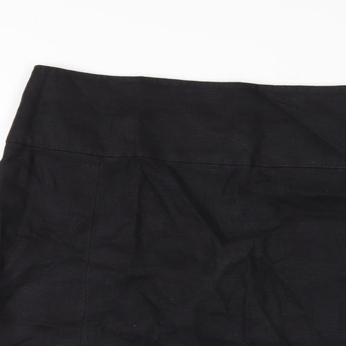 Hobbs Womens Black Linen A-Line Skirt Size 10 Zip