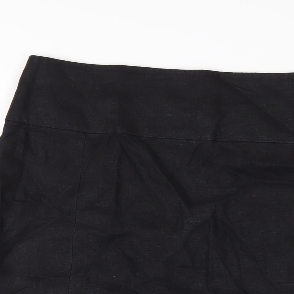 Hobbs Womens Black Linen A-Line Skirt Size 10 Zip