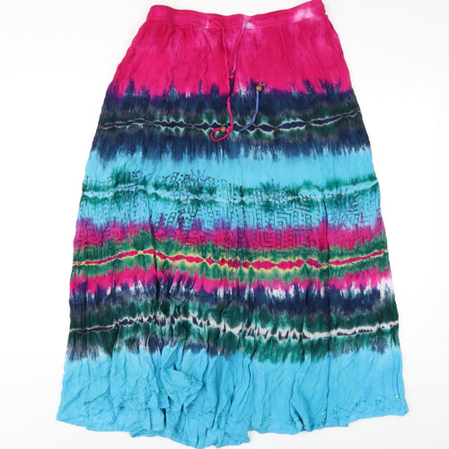 JUST ELEGANCE Womens Multicoloured Geometric Viscose Maxi Skirt Size M - Tie Dye