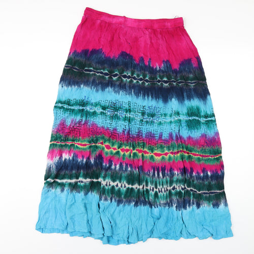 JUST ELEGANCE Womens Multicoloured Geometric Viscose Maxi Skirt Size M - Tie Dye
