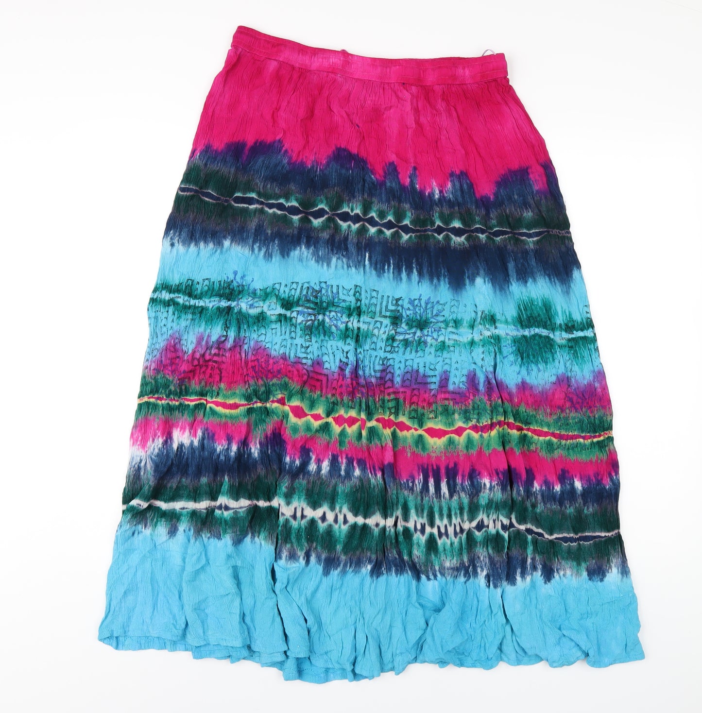 JUST ELEGANCE Womens Multicoloured Geometric Viscose Maxi Skirt Size M - Tie Dye