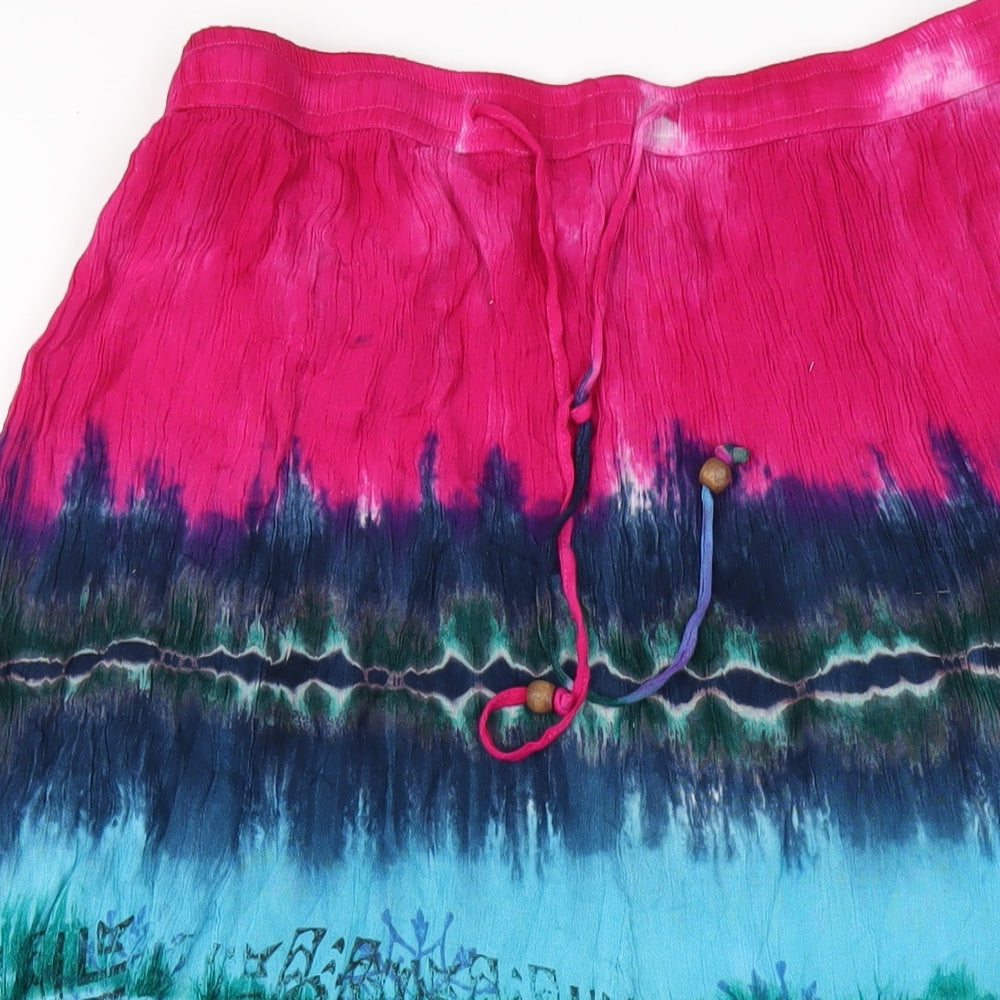 JUST ELEGANCE Womens Multicoloured Geometric Viscose Maxi Skirt Size M - Tie Dye