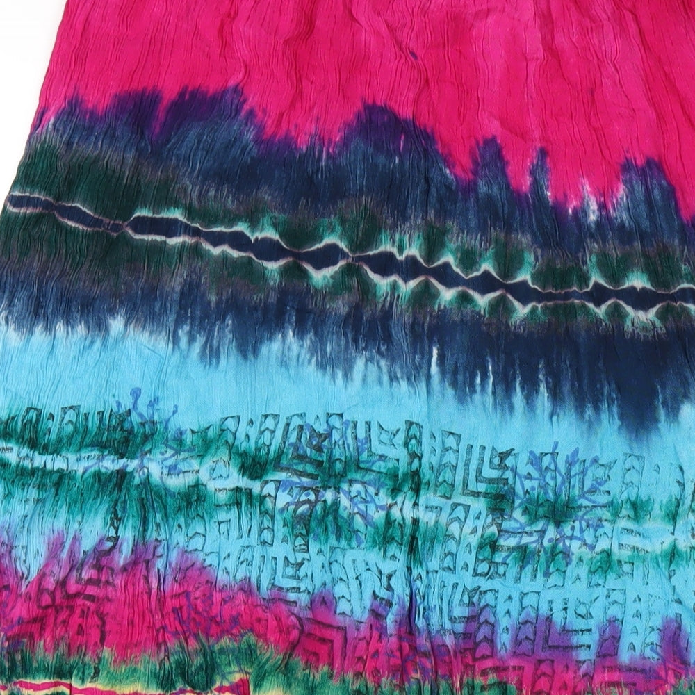 JUST ELEGANCE Womens Multicoloured Geometric Viscose Maxi Skirt Size M - Tie Dye