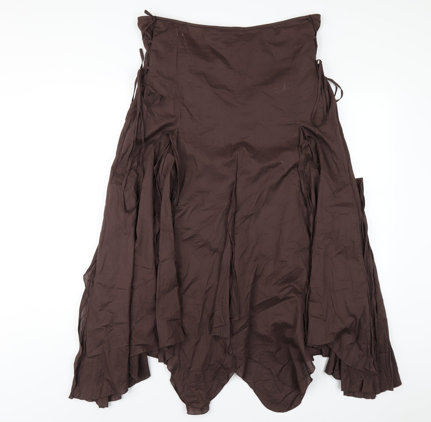 Per Una Womens Brown Cotton A-Line Skirt Size 16 Zip